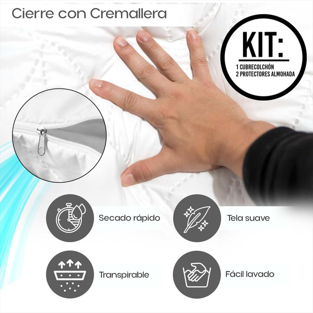 Combo Cama Semidoble: Cubrecolchón + 2 Protectores Almohada img #4