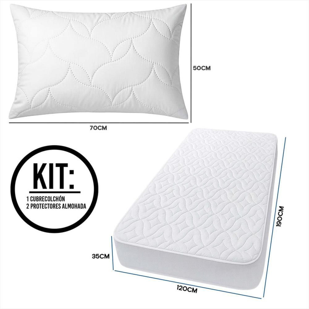 Combo Cama Semidoble: Cubrecolchón + 2 Protectores Almohada img #5