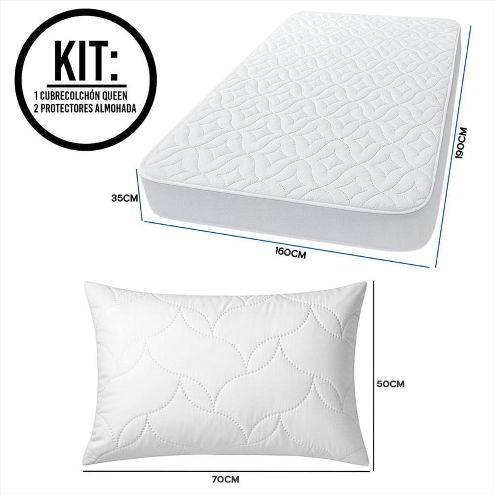Combo Cama Queen: Cubrecolchón + 2 Protectores Almohada img #5