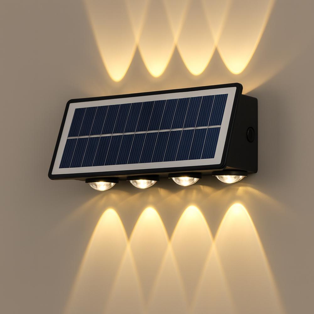 Lámpara Panel Solar Pared Exterior Luz Cálida Decorativa img #1