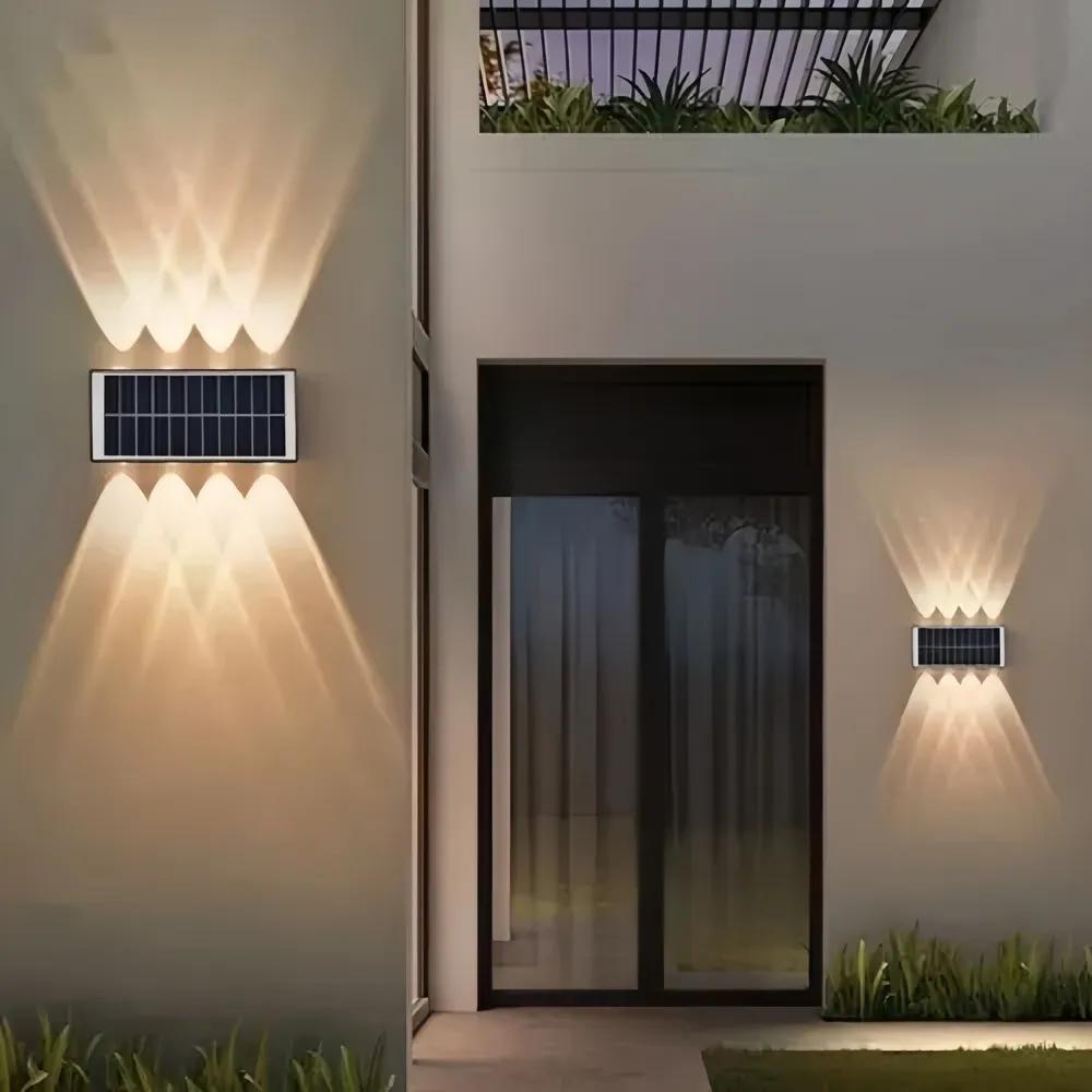 Lámpara Panel Solar Pared Exterior Luz Cálida Decorativa img #5