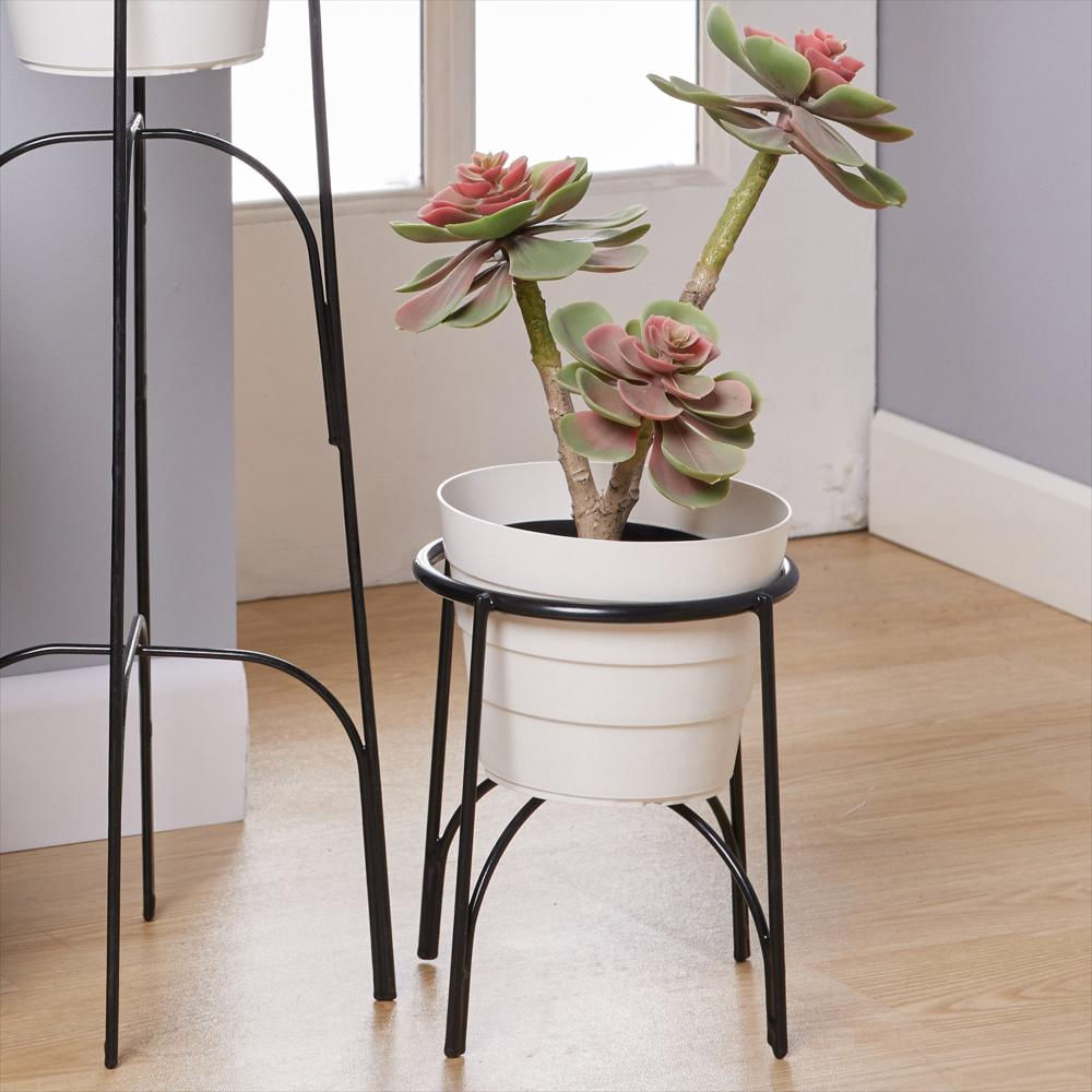 Soporte Piso Arco Con Maceta Plastificado Negro img #1