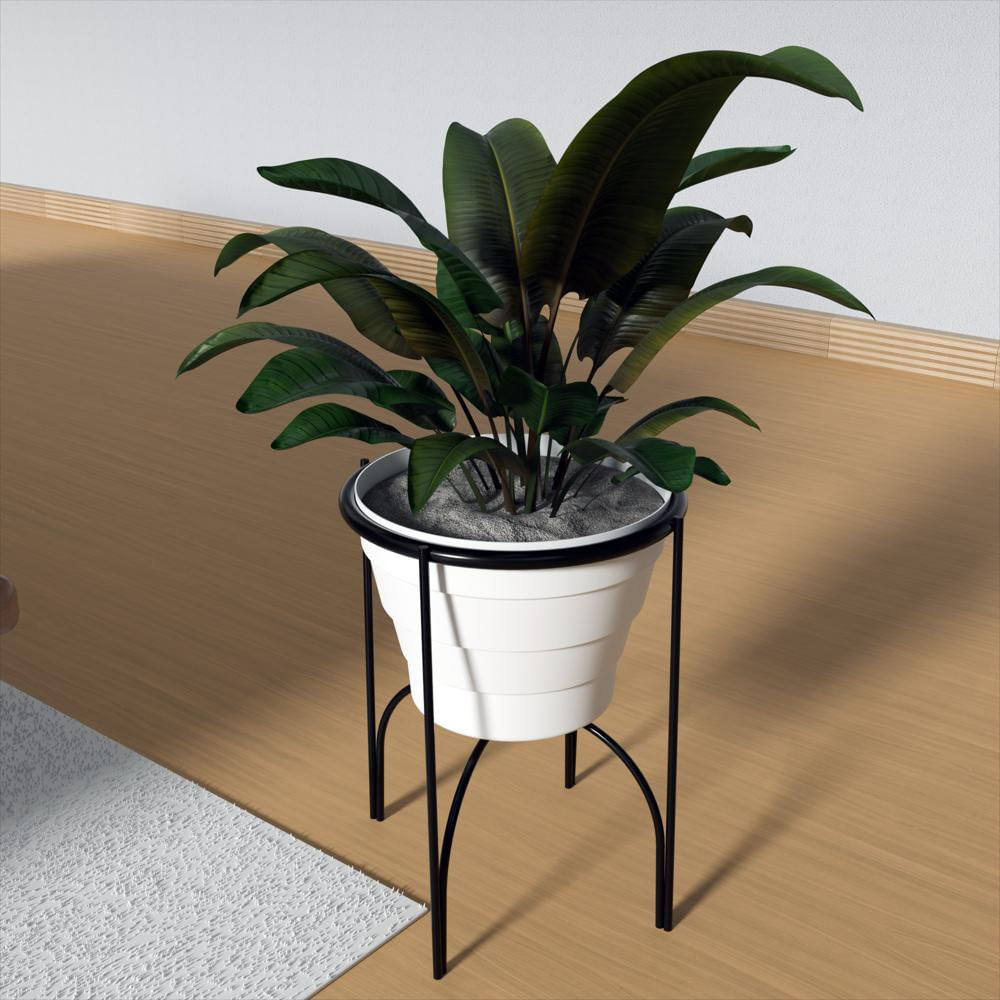Soporte Piso Arco Con Maceta Plastificado Negro img #2