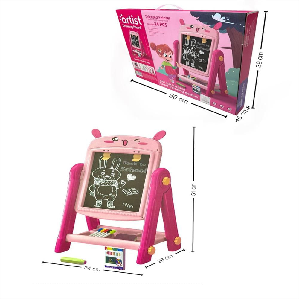 Tablero 2 En 1 Color Didáctico Magnético Para Niñas Rosa img #3