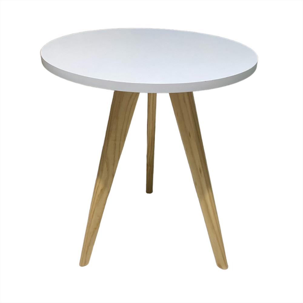 Mesa Auxiliar Mediana Blanca Estilo Nórdico Y Moderno