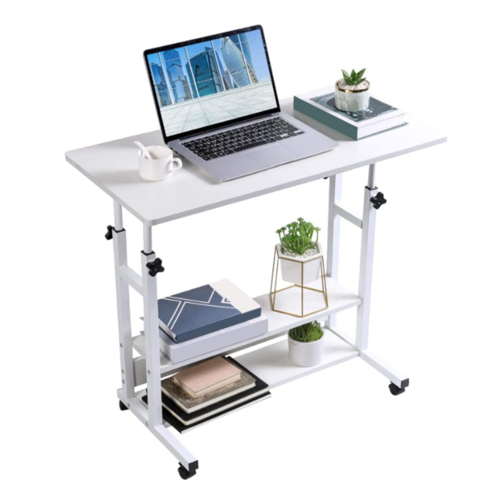 Mesa Plegable 3 Niveles Móvil Multiusos Con Ruedas Blanca