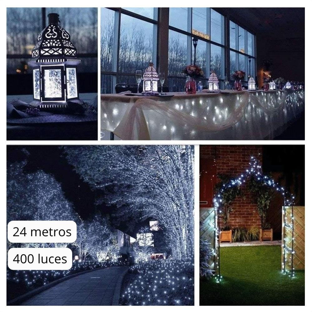 Extensión Luz Led Lineal Blanca 400 Luces 24 Metros Cable Transparente Ref 1491 img #3
