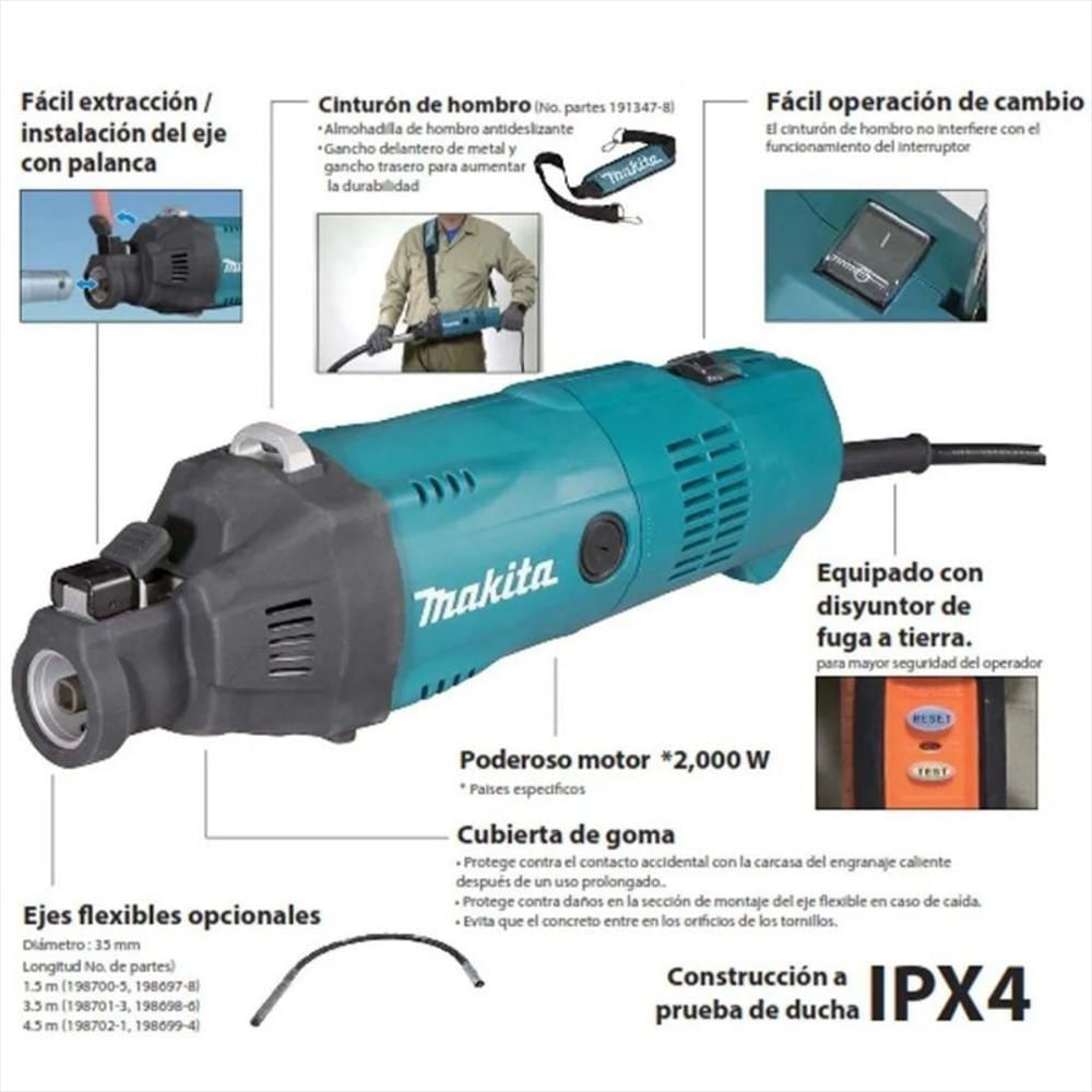Vibrador Concreto Makita Vr1000 2.5Hp 2000W Guaya 4.5Mts img #2