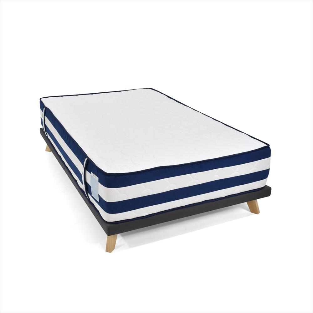 Base Cama Varna Con Colchón Viena Semidoble 120 X 190 Cm Gris