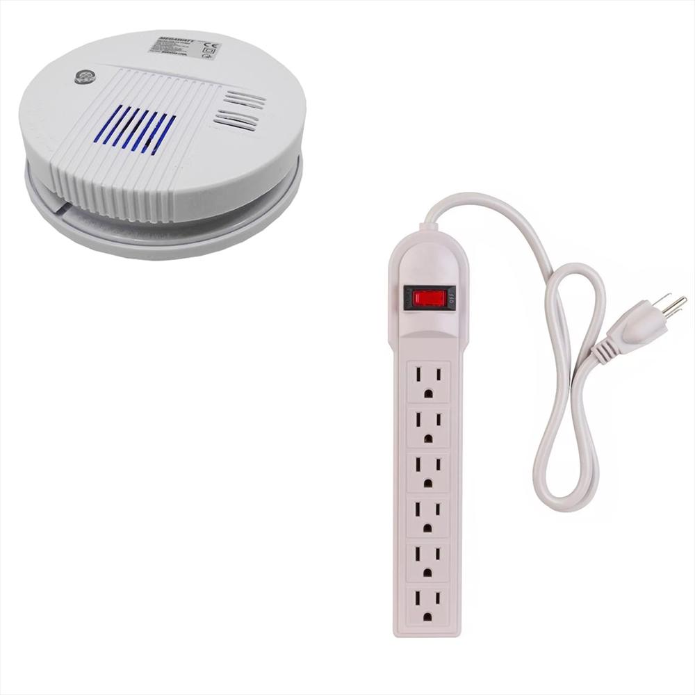 Detector De Humo Alarma 110V + Regleta Multitoma 6 Puestos