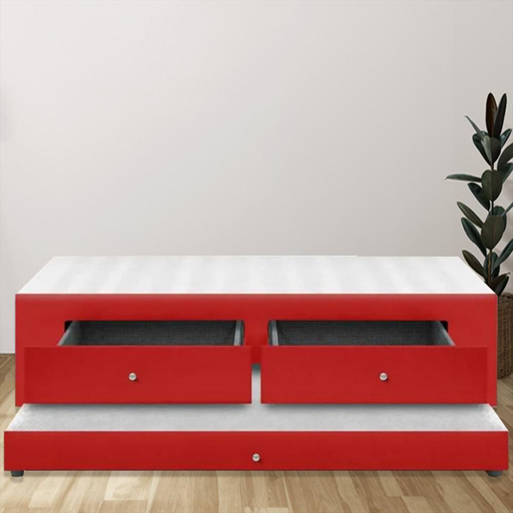 Base Cama Magic Class Dúplex Cajones 90X190 Ecocuero Rojo