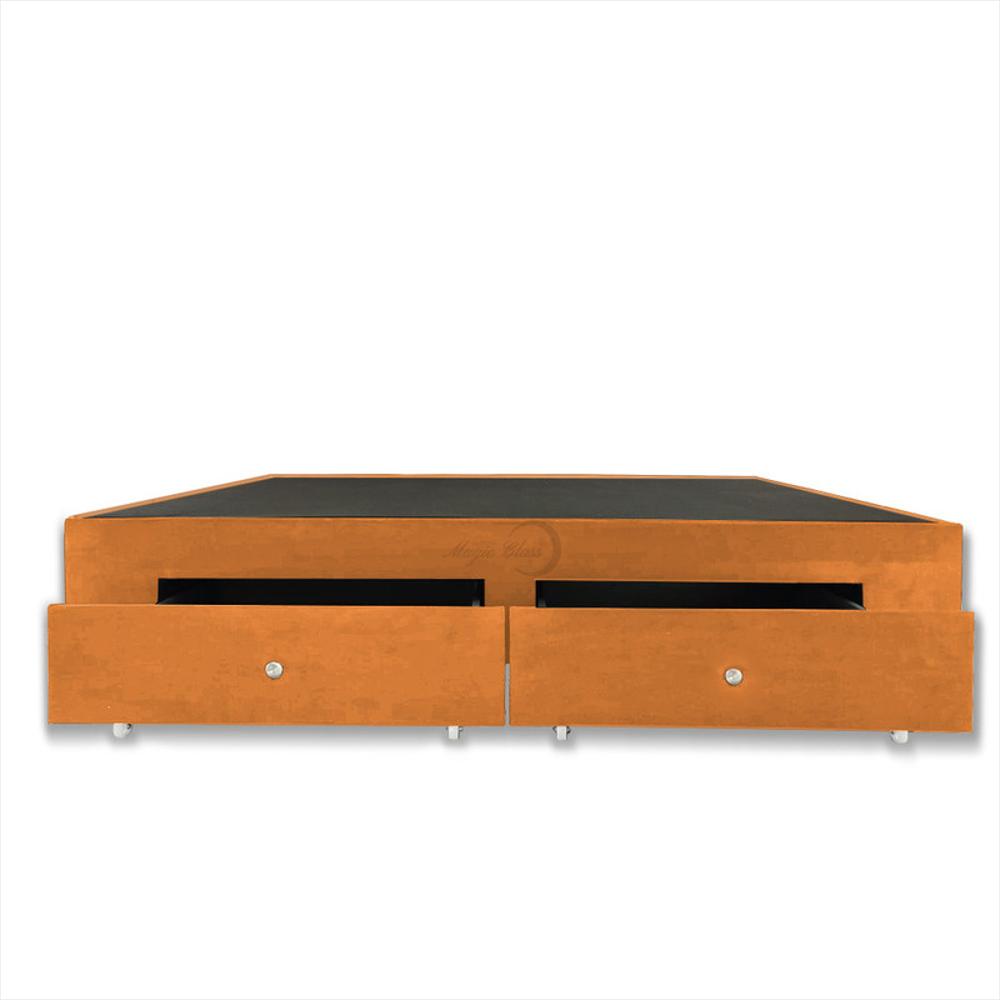 Base Cama Magic Class Con Cajones 140X190 Microfibra Naranja