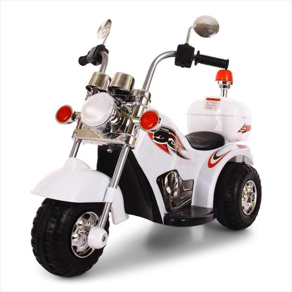 Moto Eléctrica Para Niños Triciclo Trimoto Tipo Harley Chopper Luces Blanco img #1