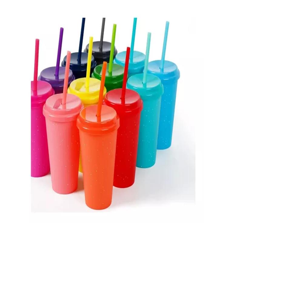 12 Vasos Reutilizables Con Paja Y Tapa Que Cambian De Color