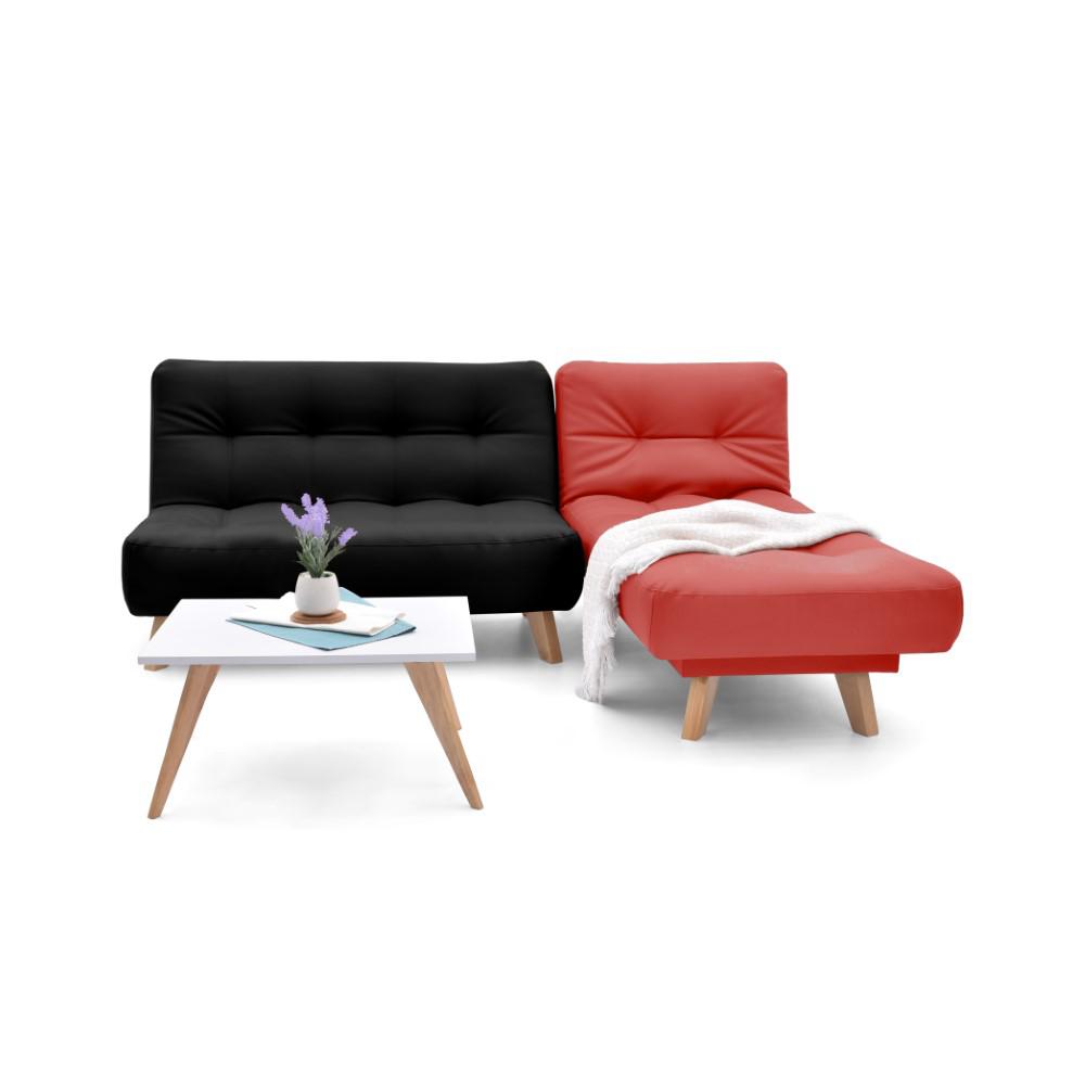 Sala Navara Cuero Sintético Negro Rojo img #1