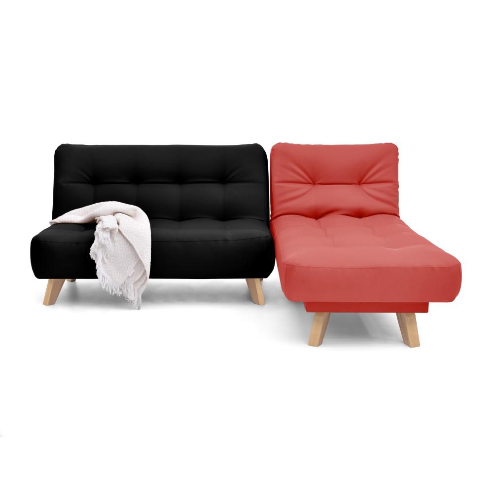 Sala Navara Cuero Sintético Negro Rojo img #2