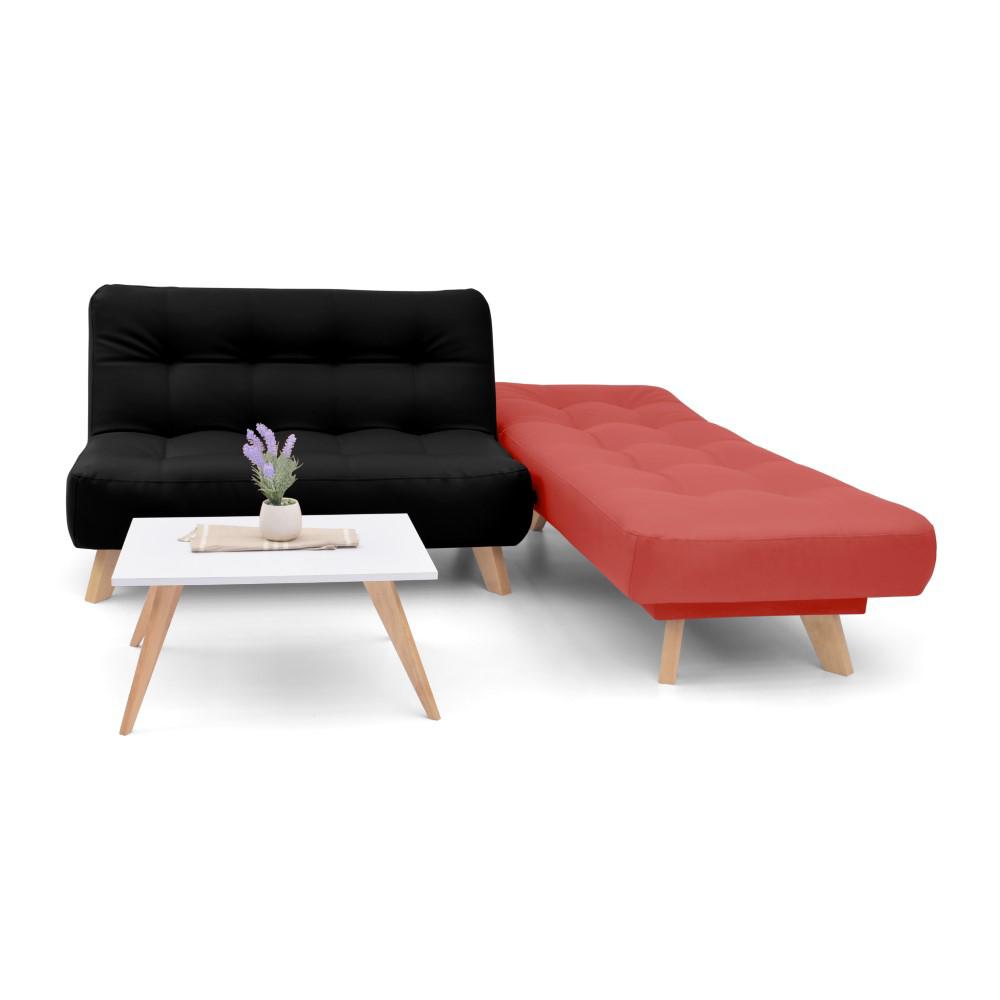 Sala Navara Cuero Sintético Negro Rojo img #3