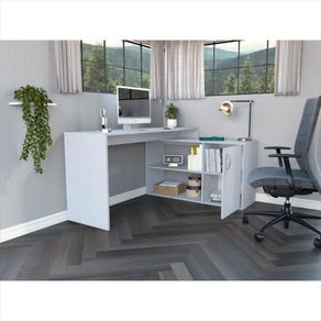 Escritorio Axis, Blanco, Con Una Puerta Y Cuatro Entrepaños