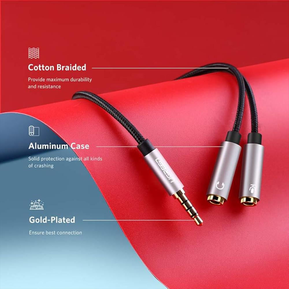 Ugreen Splitter Audio Y Micrófono 3.5Mm 2 Hembra 1 Macho Compatible Universal img #4