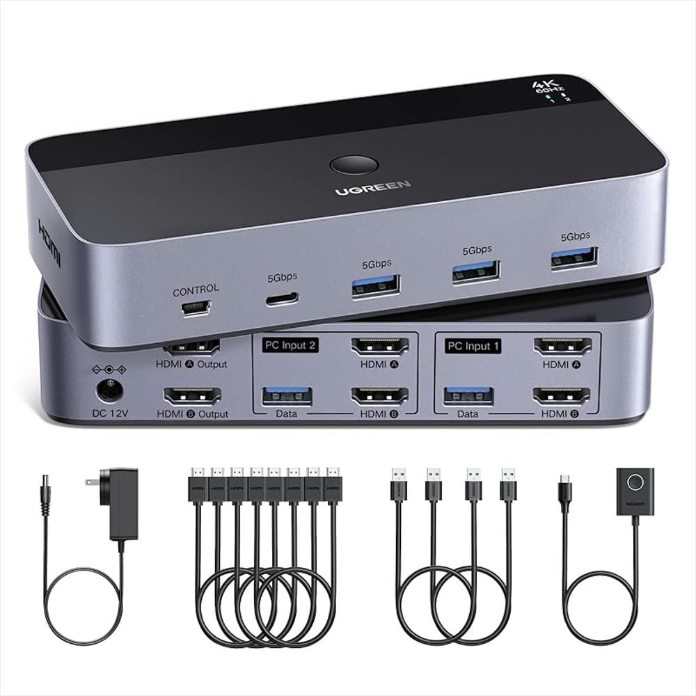 Ugreen Hdmi Kvm Switch 2 Monitores 2 Computadoras 4K 60Hz 4 Usb 3.0 img #1