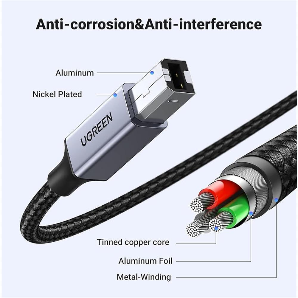 Cable Ugreen Usb B A Usb C 3 Metros Para Impresora Piano Yamaha Dj Controller img #3