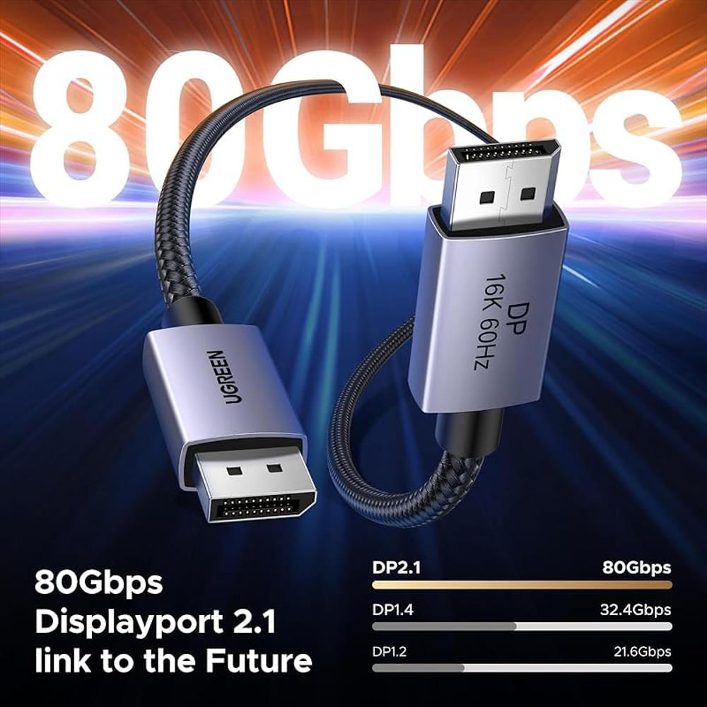 Cable Ugreen Displayport 2.1 16K 80Gbps 8K 240Hz 4K 480Hz Hdr Freesync G Sync 2 Metros img #2