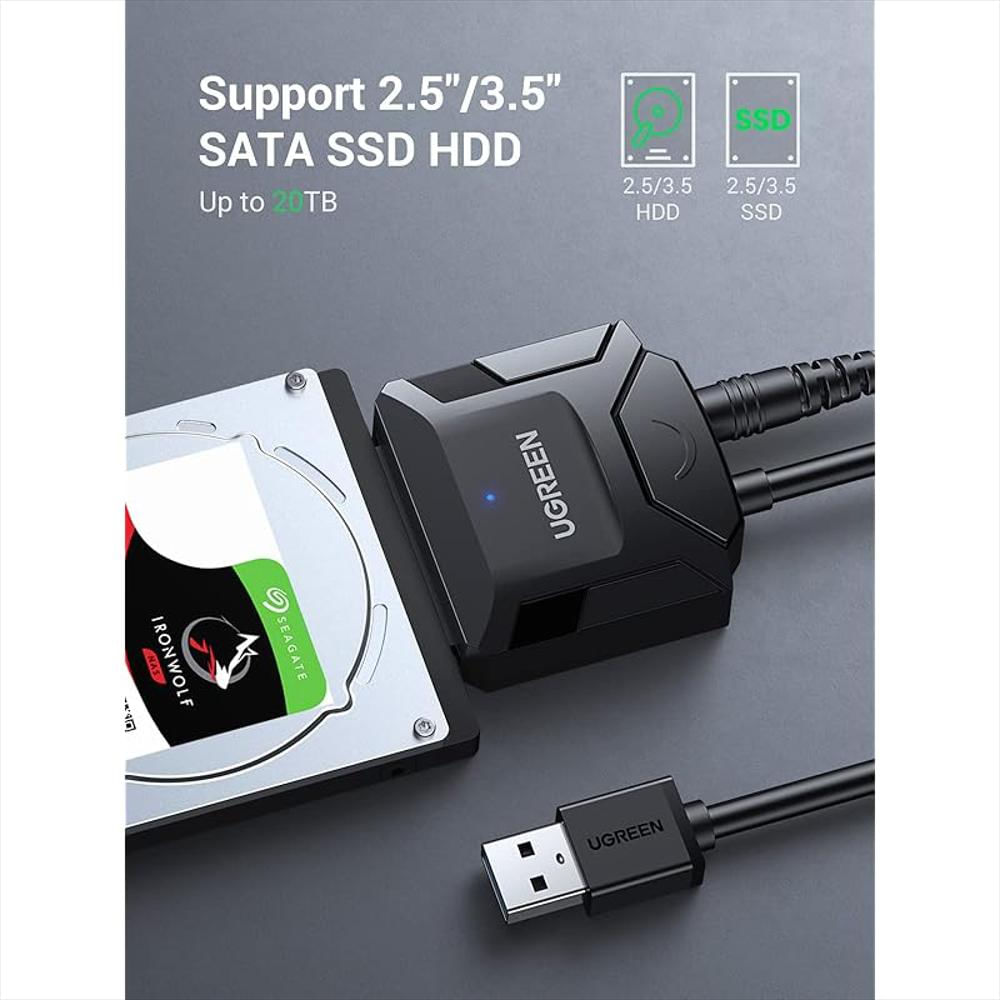 Adaptador Ugreen Sata A Usb 3.0 Cable Para Ssd Hdd Unidad Disco Duro Con Adaptador De Corriente 12V img #1