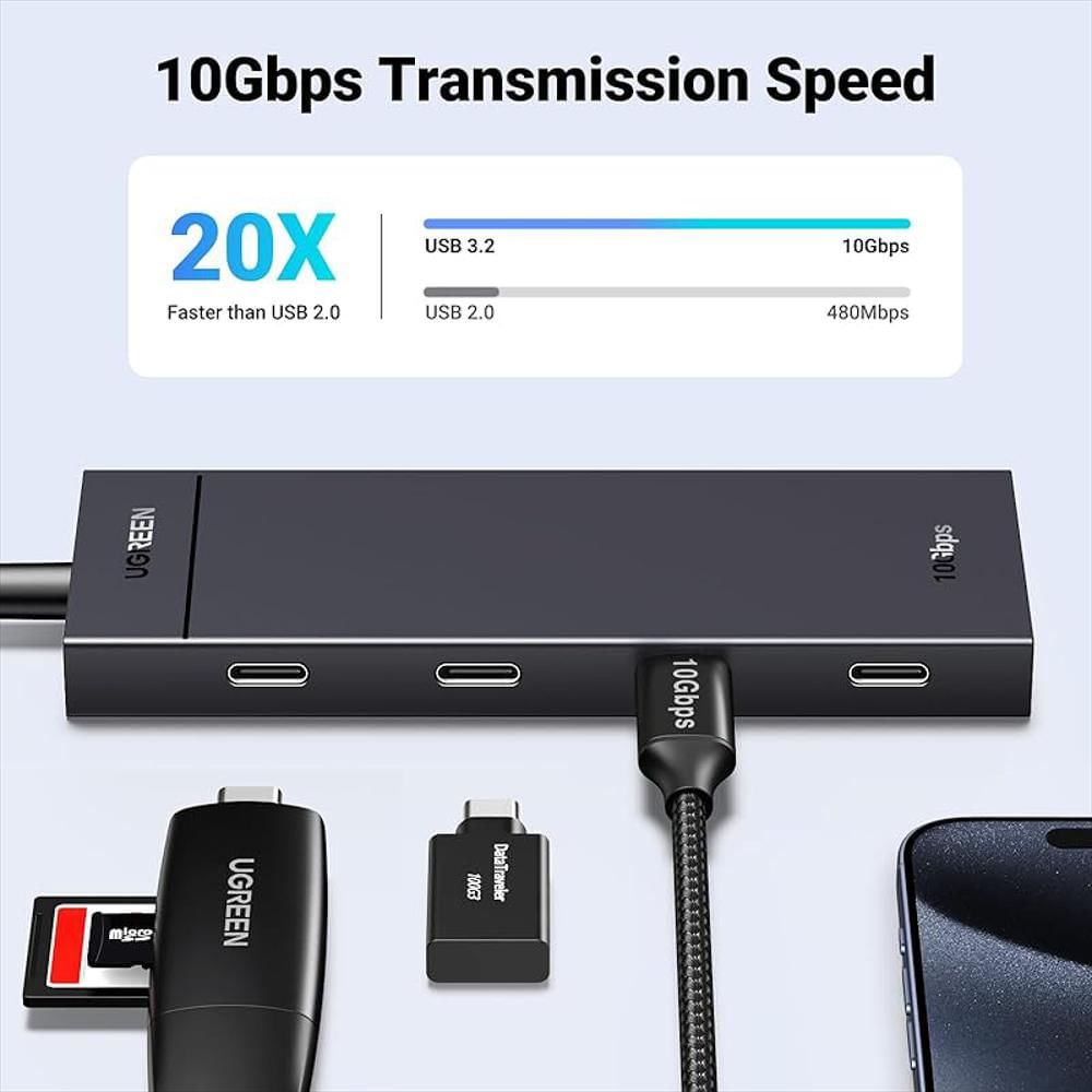 Hub Ugreen Usb C 4 Puertos 10Gbps Adaptador Multipuerto Datos Macbook Ipad Iphone img #2