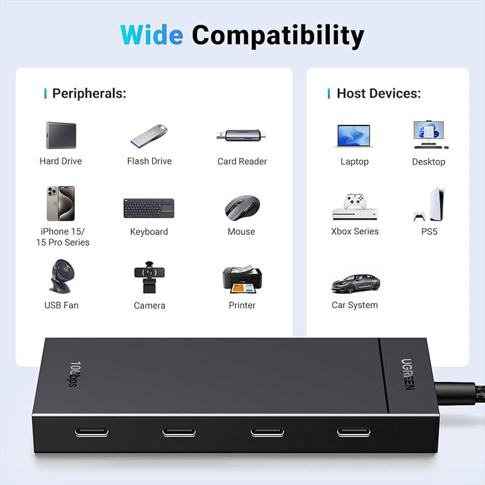 Hub Ugreen Usb C 4 Puertos 10Gbps Adaptador Multipuerto Datos Macbook Ipad Iphone img #5