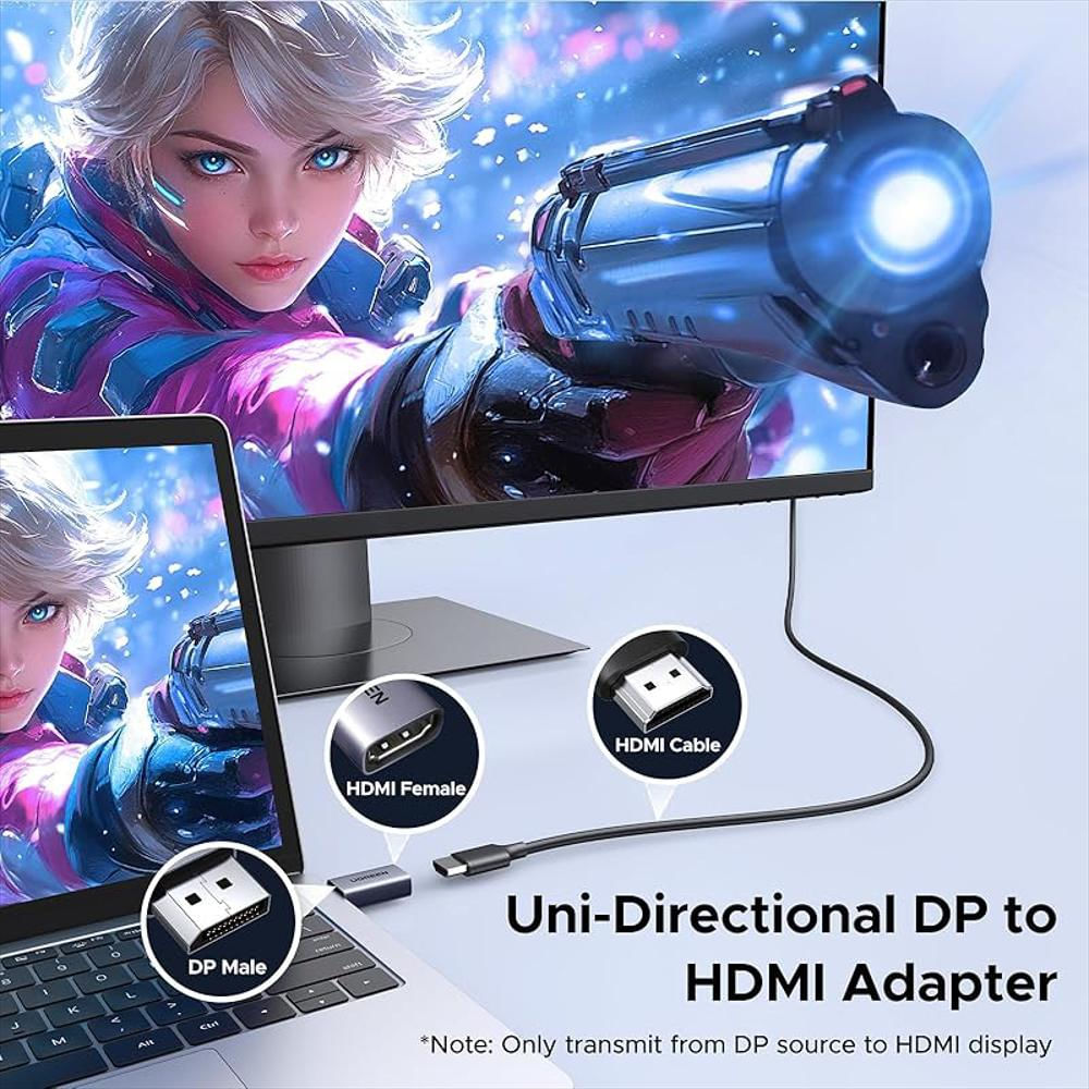 Adaptador Ugreen Displayport A Hdmi 4K 2 Pack Conversor Unidireccional Aluminio img #3