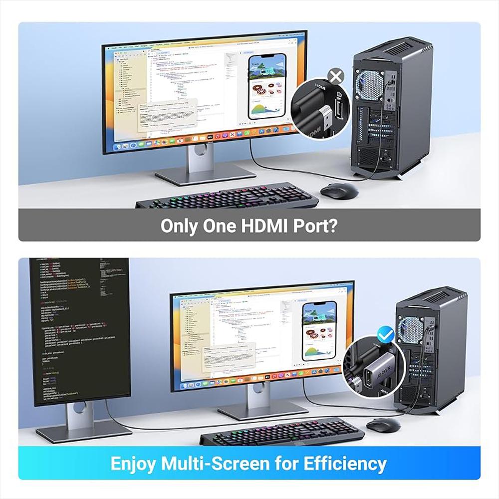 Adaptador Ugreen Displayport A Hdmi 4K 2 Pack Conversor Unidireccional Aluminio img #5