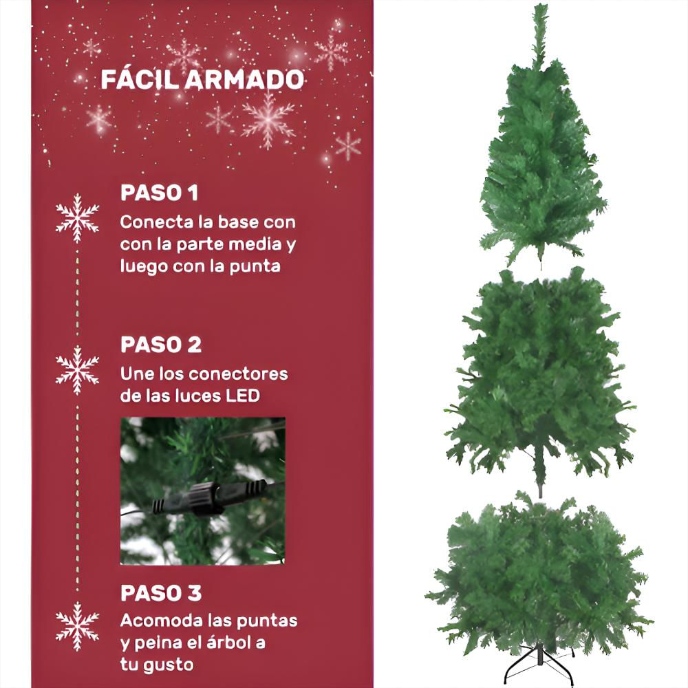 Arbol De Navidad 1.90M Con Luces Led Frondoso 736 Ramas img #2