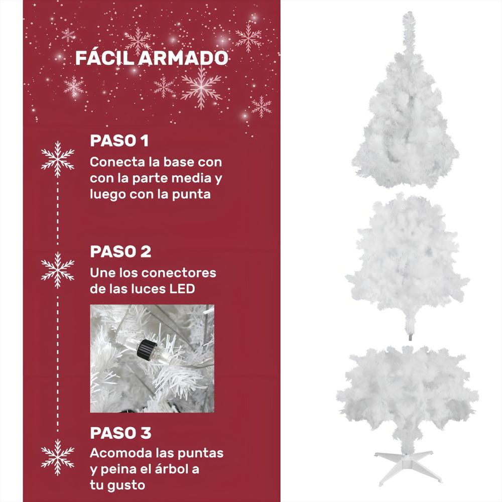 Arbol De Navidad 2.0M Con Luces Led 600 Ramas Blanco img #2