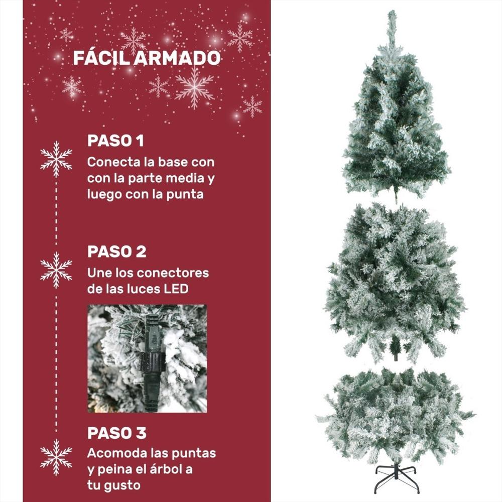 Arbol De Navidad 1.80M Con Luces Led 650 Ramas Verde Nevado img #2