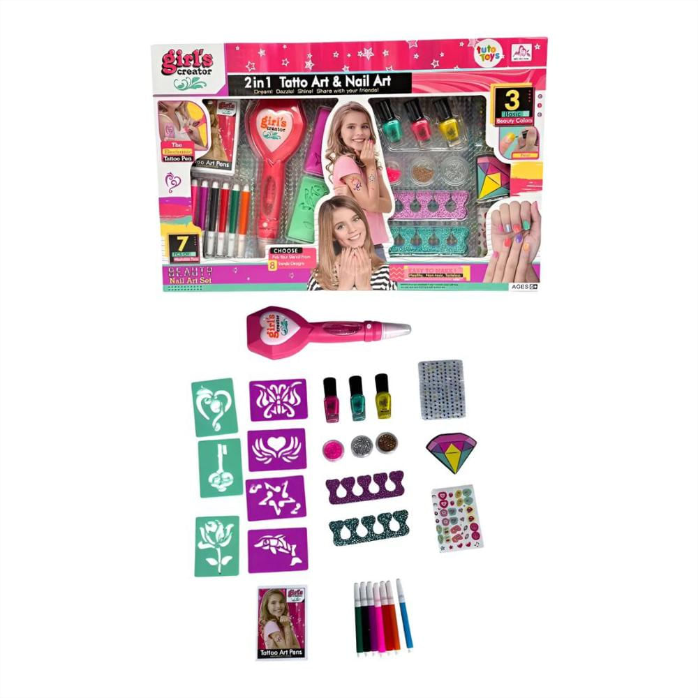 Set 2 En 1 De Arte De Uñas Y Tatuajes Para Niñas img #1