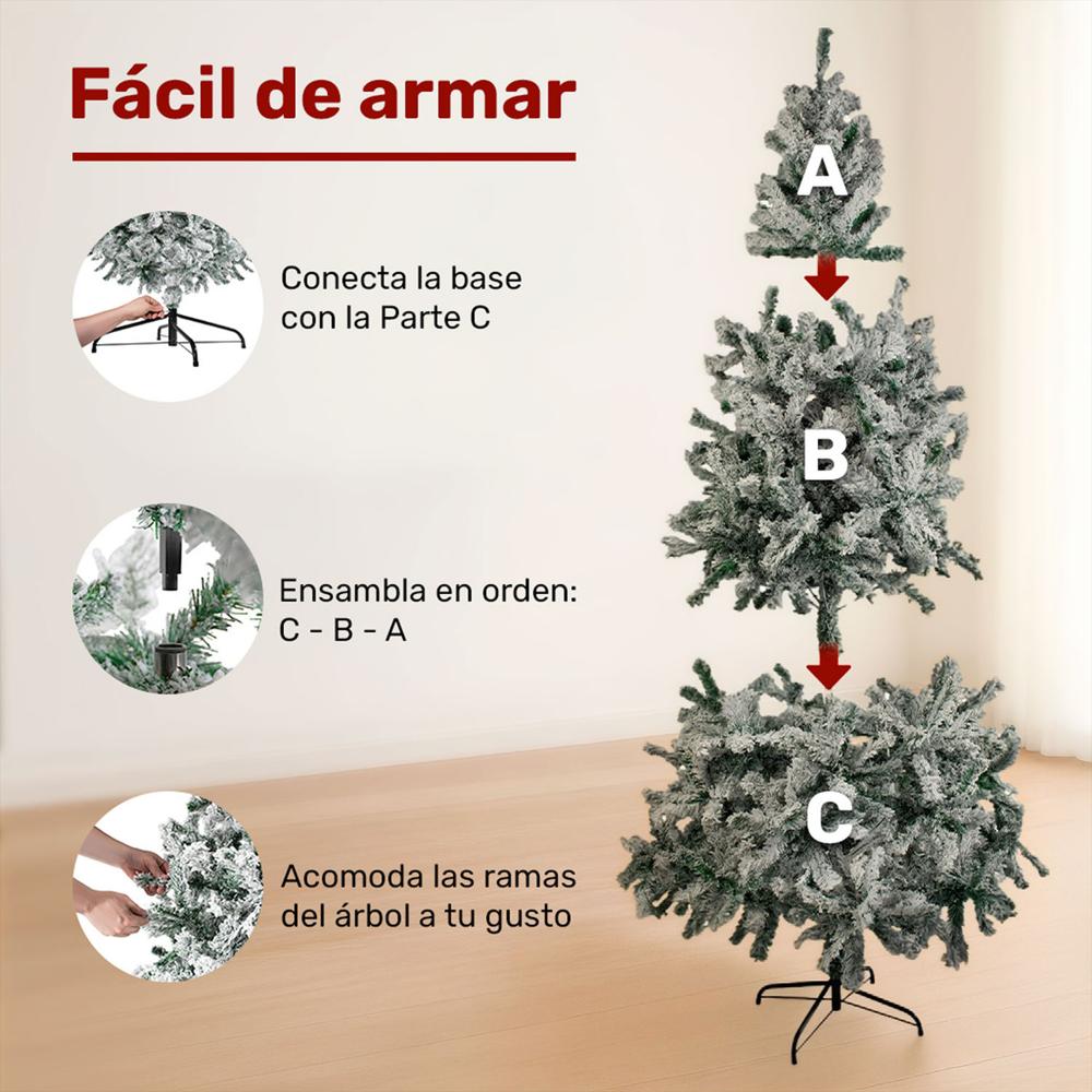 Arbol De Navidad 1.96M Frondoso 600 Ramas Nevado Premium img #3