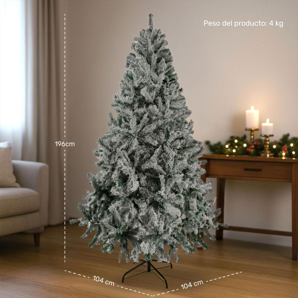Arbol De Navidad 1.96M Frondoso 600 Ramas Nevado Premium img #4