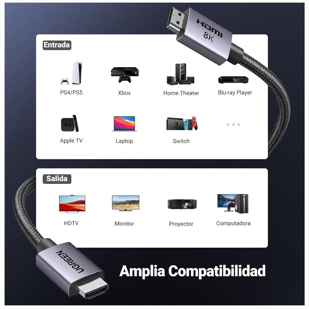 Cable Hdmi 2.1 8K@60Hz Alta Velocidad 48 Gbps Earc Hdr 10M img #5