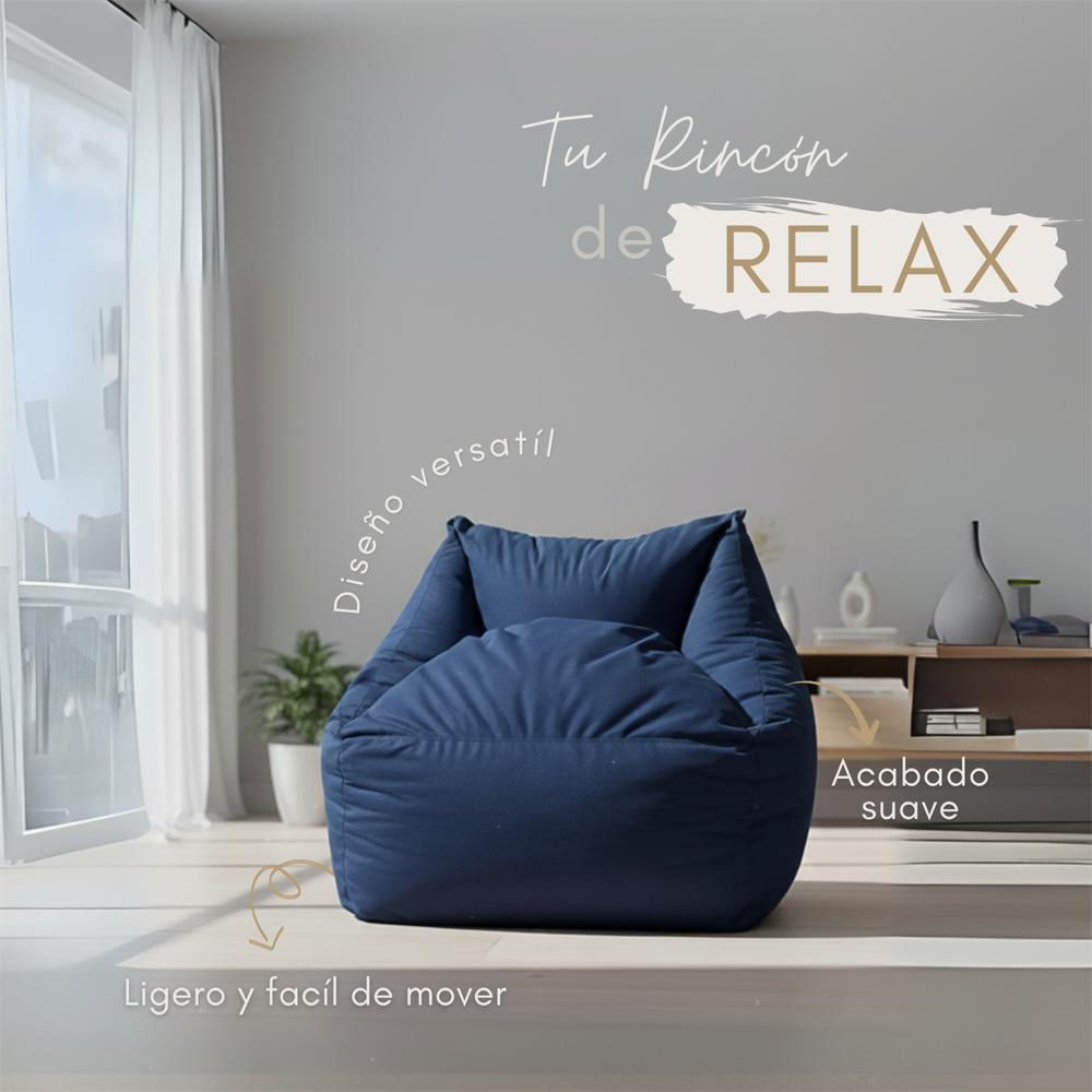 Sillón Puff Kubox En Microfibra Azul Oscuro img #2