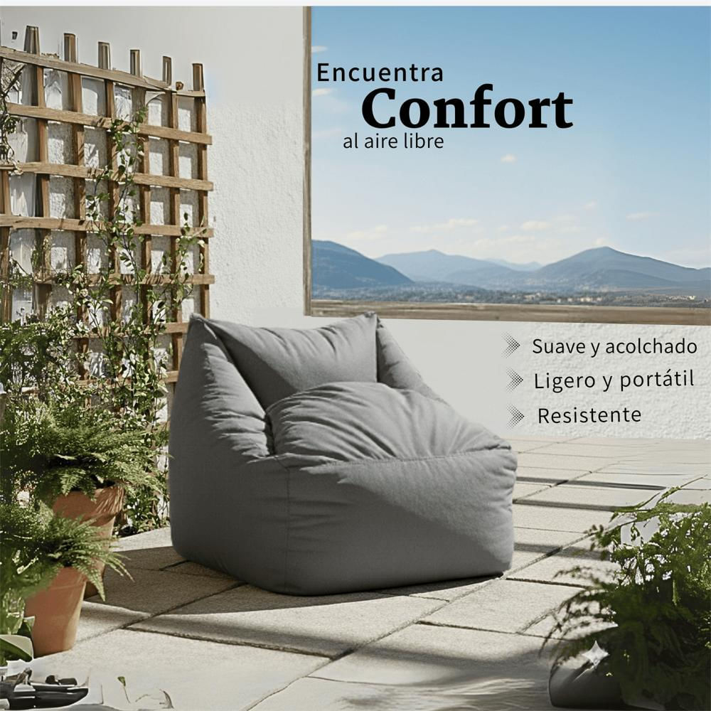 Sillón Puff Kubox En Microfibra Gris Claro img #2