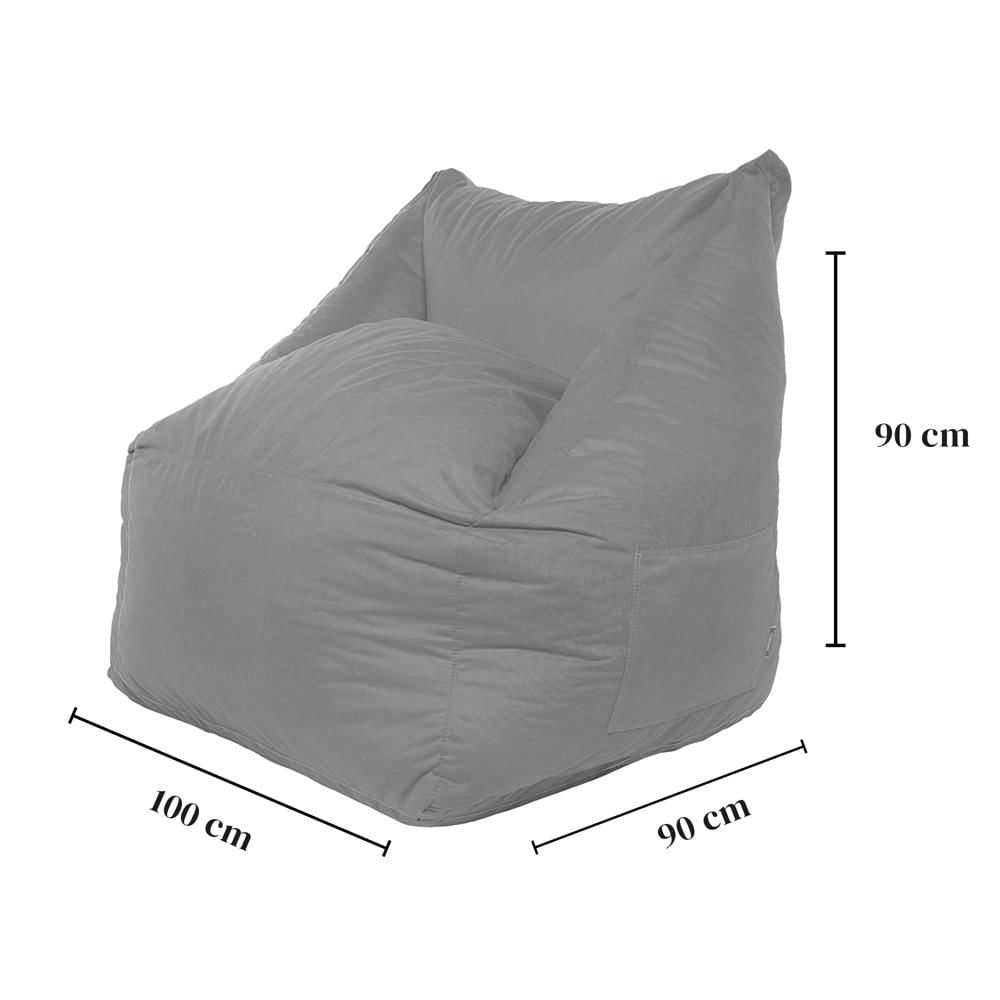 Sillón Puff Kubox En Microfibra Gris Claro img #3