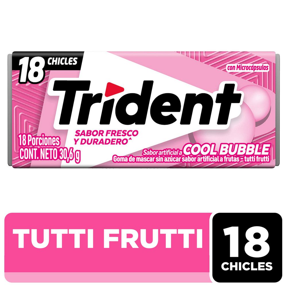 Chicles TRIDENT sabor tutti frutti (30.6  gr)