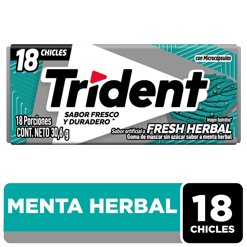 Chicles TRIDENT  sabor fresh herbal (30.6  gr)
