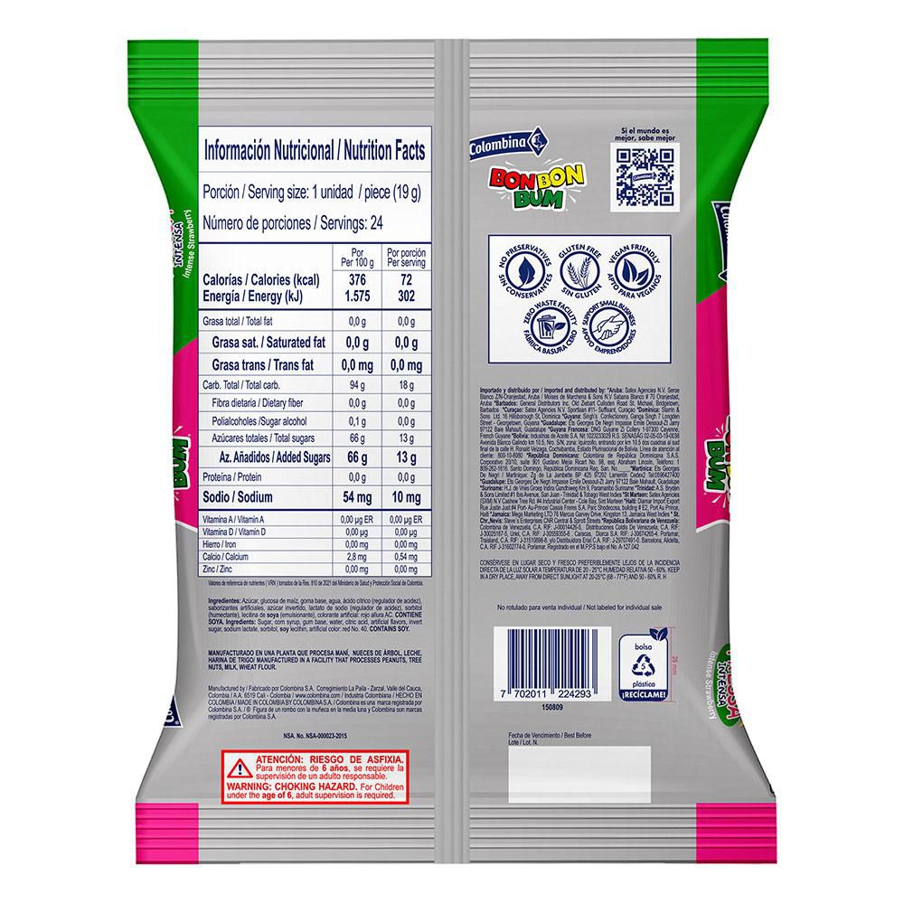 Chupetas BON BON BUM rellenas de chicle sabor a fresa (456  gr) img #2