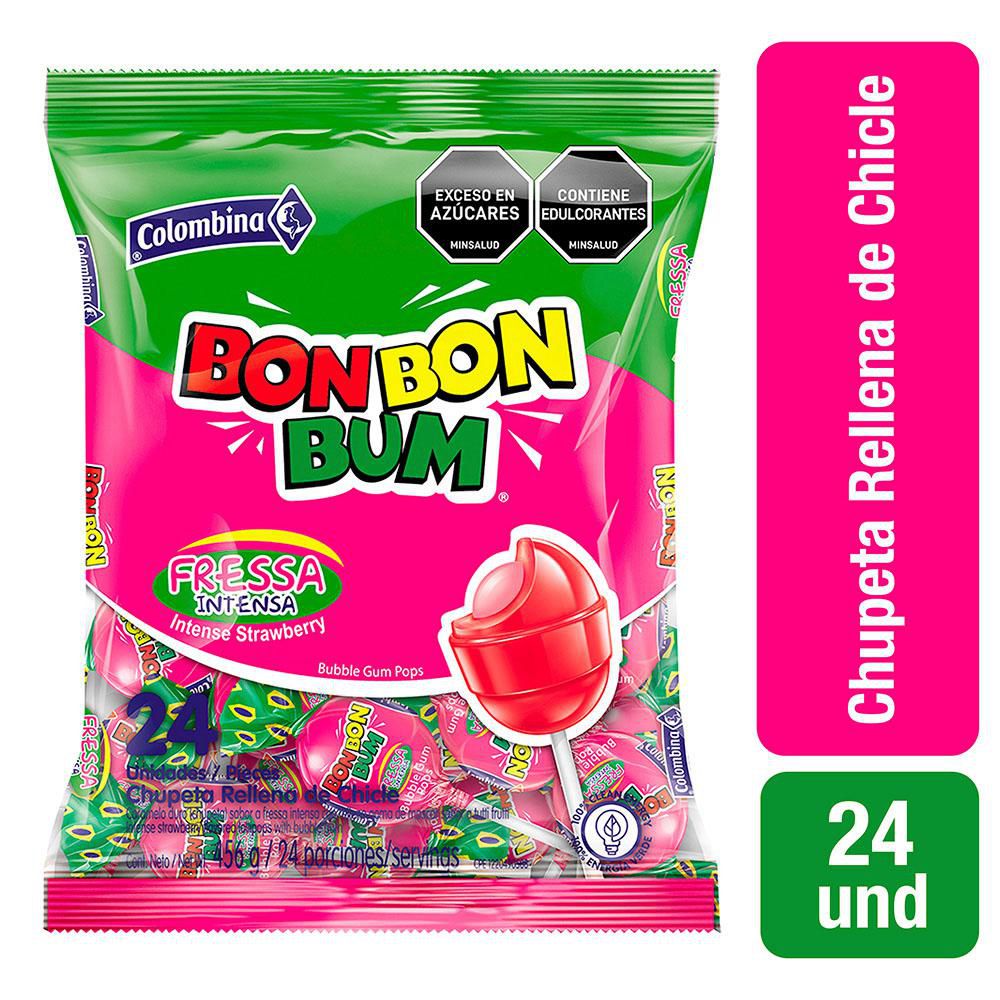 Chupetas BON BON BUM rellenas de chicle sabor a fresa (456  gr) img #3
