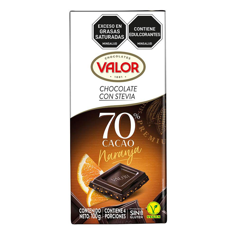 Barra de chocolate VALOR MARCA EXCLUSIVA cacao 70% cacao sabor naranja (100  gr) img #1