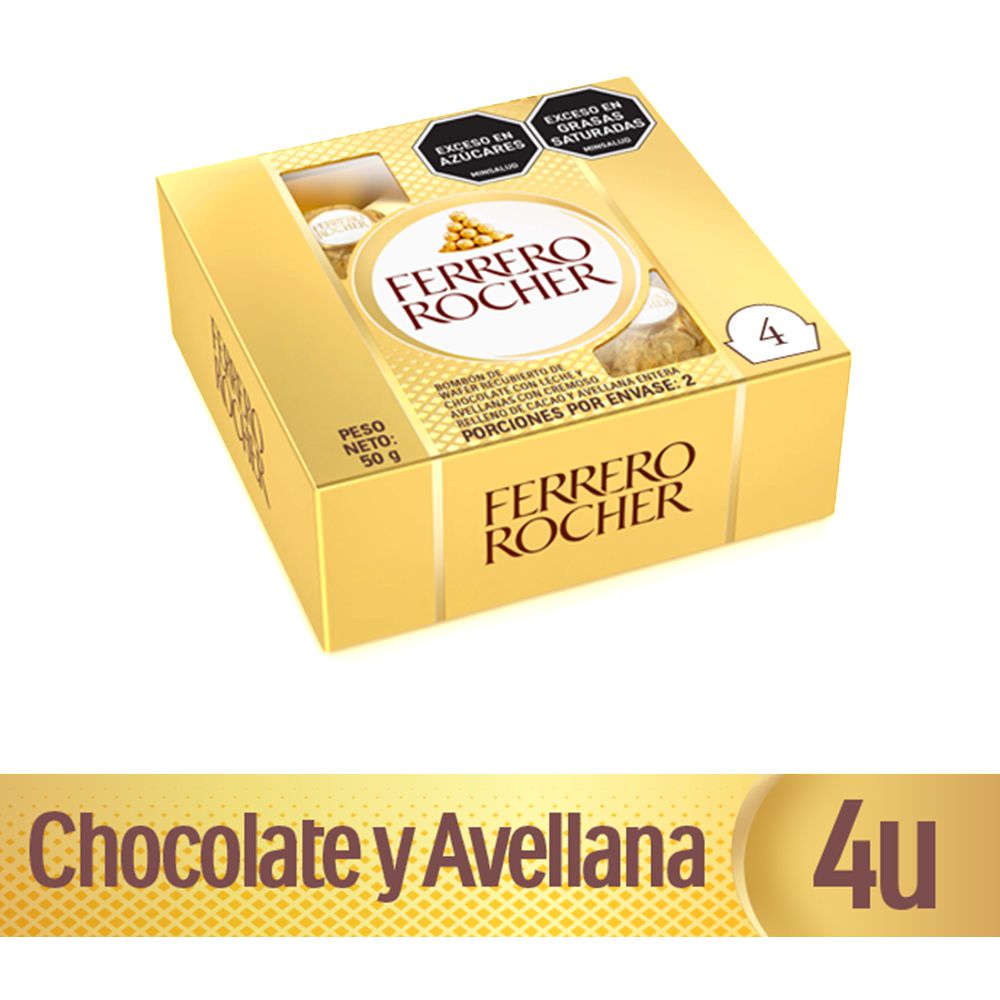 Chocolates FERRERO ROCHER cremoso con leche y avellana (50  gr)