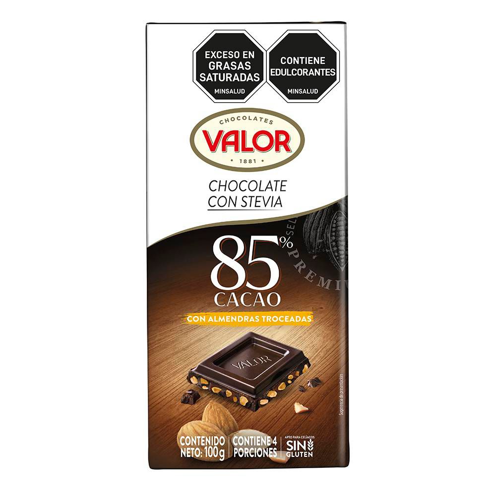 Barra de chocolate VALOR MARCA EXCLUSIVA con almendras 85% cacao (100  gr) img #1