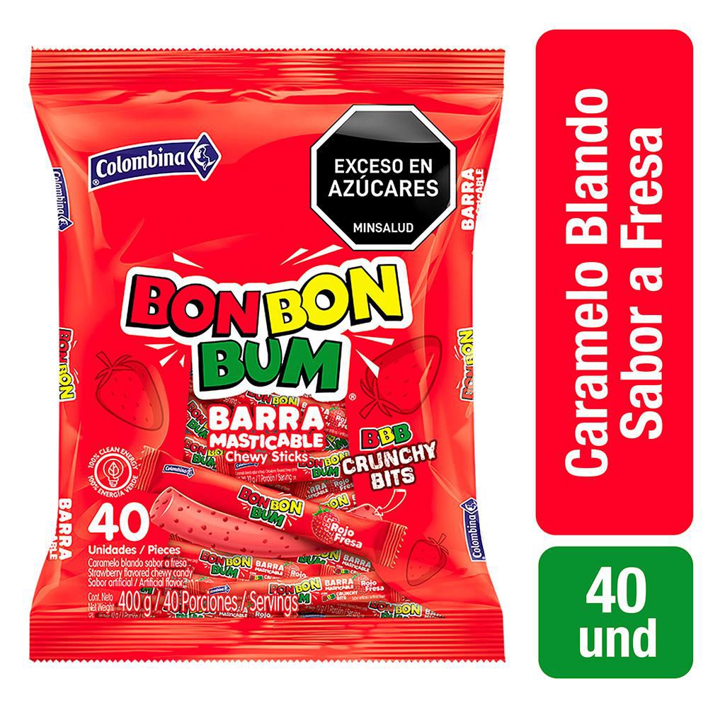 Barra masticable BON BON BUM sabor a fresa (400  gr) img #3