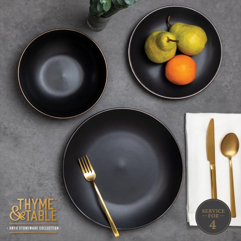 Vajilla De 12 Piezas Thyme & Table Black Onyx De Gres img #1